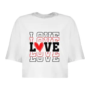 کراپ‌تاپ آستین کوتاه زنانه مدل love کد L05 S