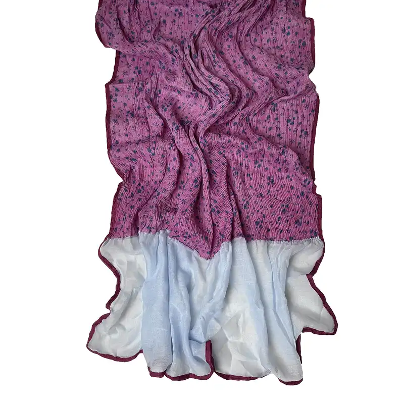 شال زنانه مدل نخی پلیسه شکوفه ریز حاشیه دامنی ساده