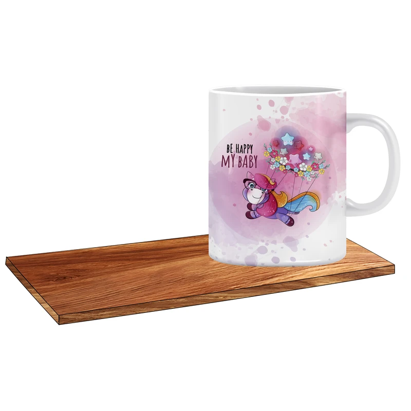 ماگ ال ایکس پی طرح دخترانه یونی کورن کد 351 به همراه زیر لیوانی