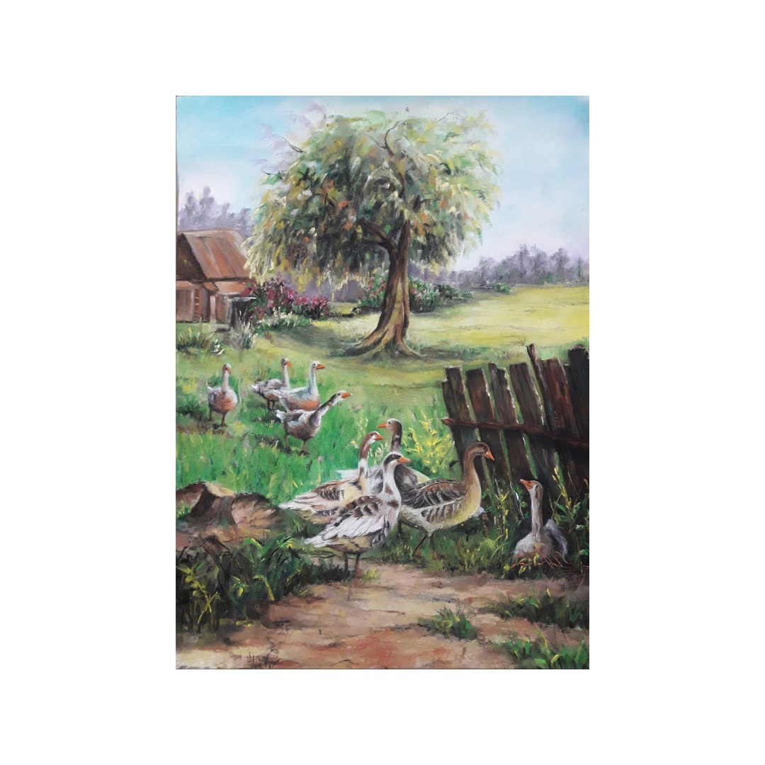 نقاشی پاستل طرح مزرعه کد 001