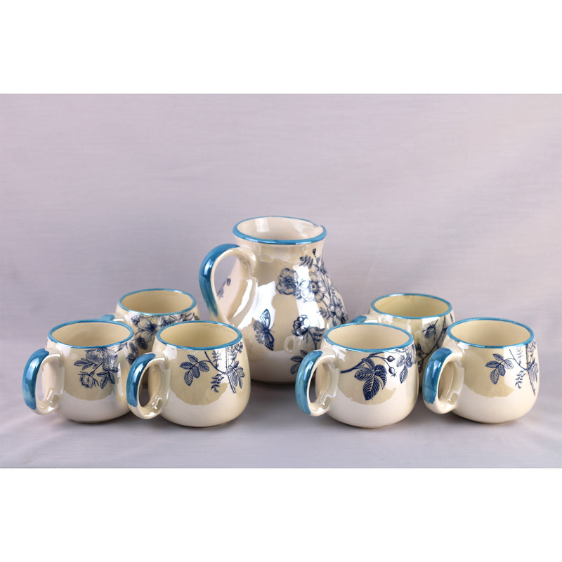 ست 7 تکه پارچ و لیوان سرامیکی مدل کلاسیک کد S02