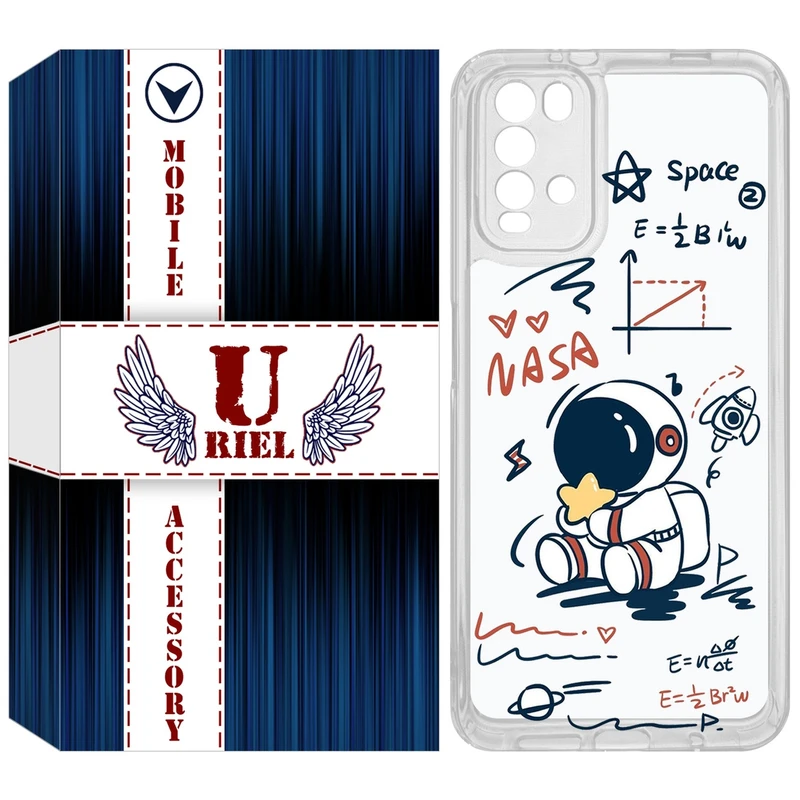 کاور یوریل مدل Clear کد 1 طرح فضانورد مناسب برای گوشی موبایل شیائومی Redmi 9T / Poco M3