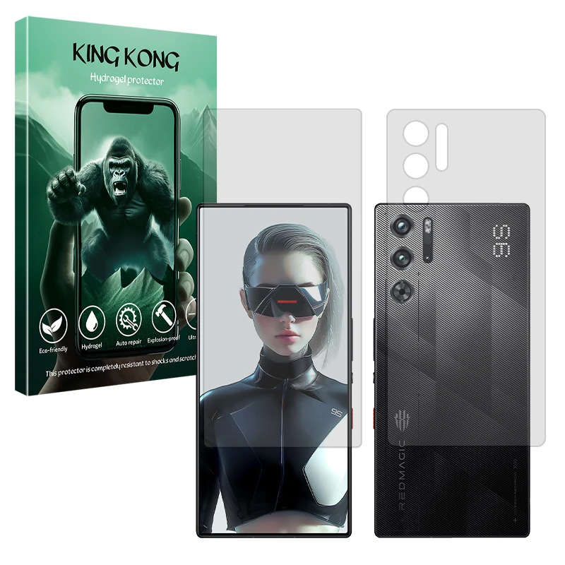 محافظ صفحه نمایش شفاف کینگ کونگ مدل Tough مناسب برای گوشی موبایل زد تی ای Nubia Red Magic 9S Pro به همراه محافظ پشت گوشی