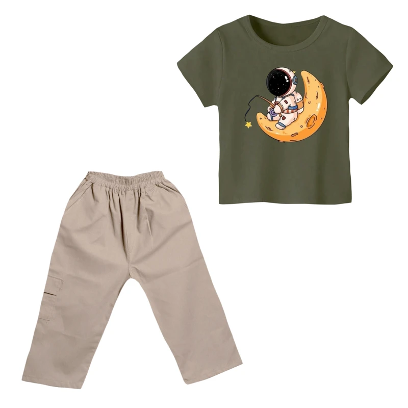 ست تی شرت و شلوارک پسرانه مدل فضانورد کد 21
