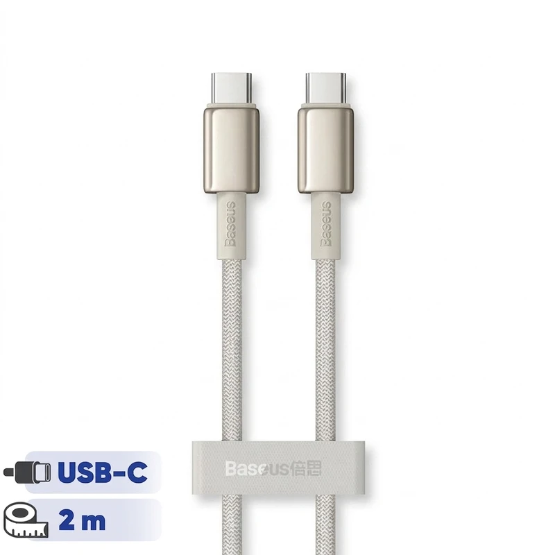 کابل تبدیل USB-C بیسوس مدل Tungsten Gold (100W) طول 2 متر