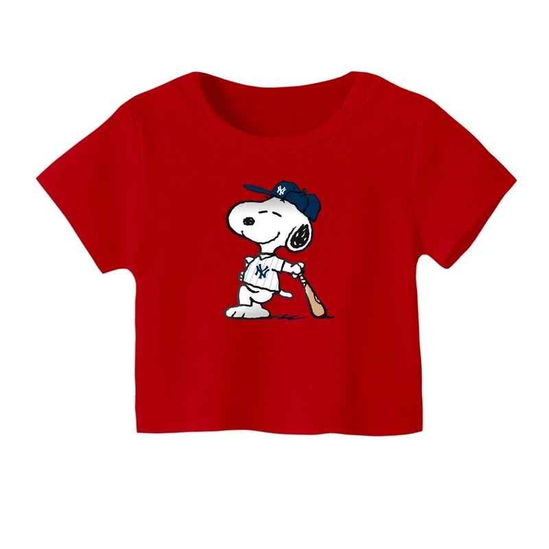 کراپ‌ تی‌شرت آستین کوتاه زنانه مدل اسنوپی کد ۲۴