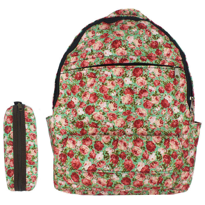 کوله پشتی مدل گل ریز کد bkp 94801 به همراه جامدادی