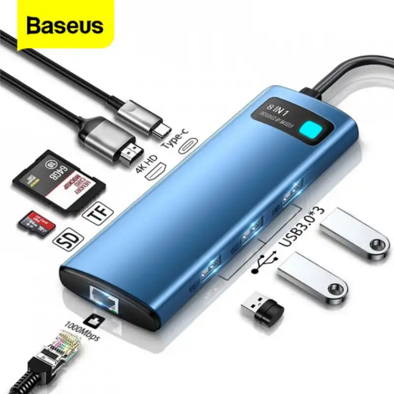 هاب 8 پورت USB-C باسئوس مدل   Type-C HUB WKWG000103