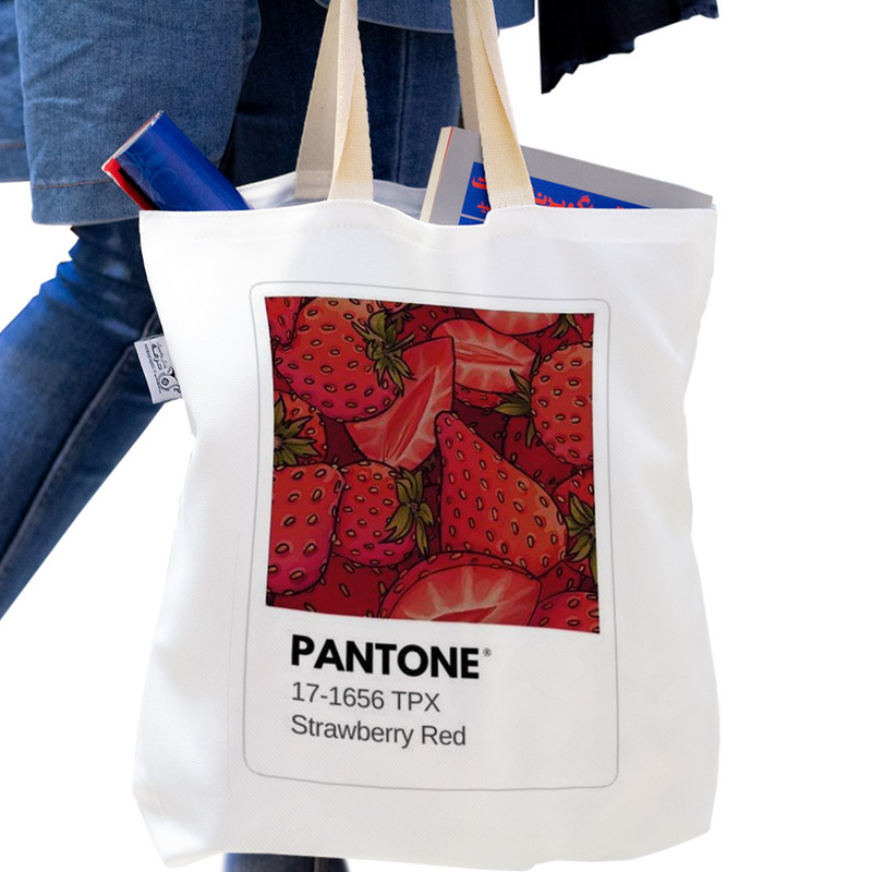 ساک خرید ترمه طراحان ایده مدل پنتون توت فرنگی کد strm0645 - SS