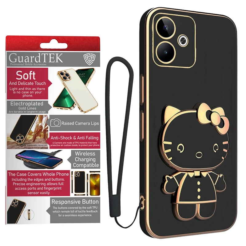 کاور گاردتک آساک مدل Kitty Strap مناسب برای گوشی موبایل شیائومی Redmi 13 4G/ Poco M6 4G/ Redmi Note 13R به همراه بندآویز