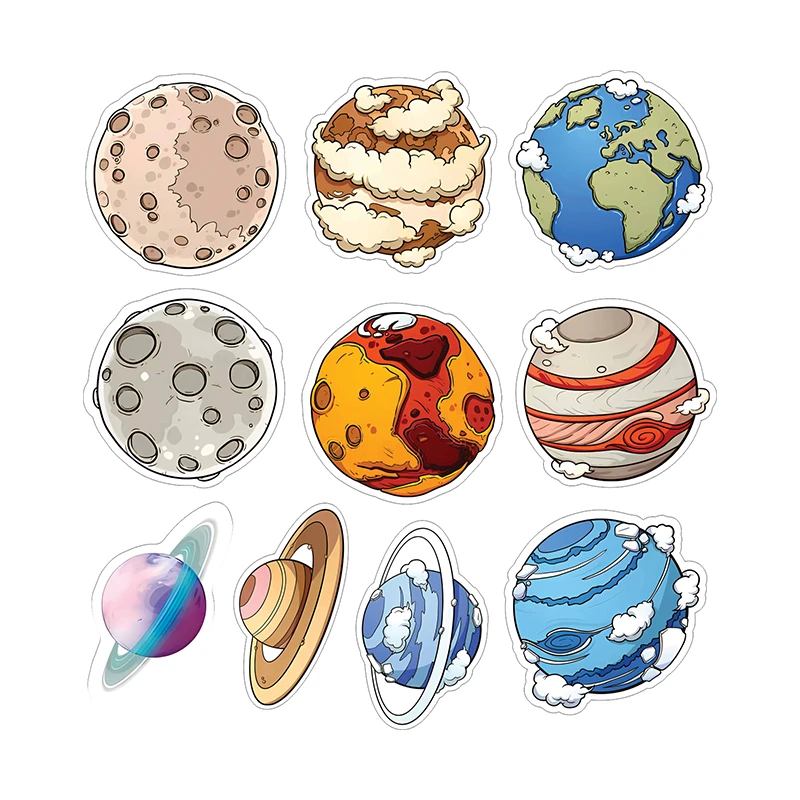 استیکر لیوان توییجین وموییجین مدل سیاره ها کد 01 بسته 10 عددی