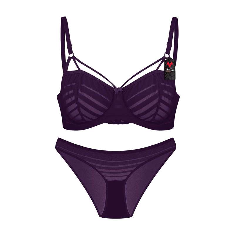 ست شورت و سوتین زنانه شباهنگ مدل COMFORTY رنگ بادمجانی تیره