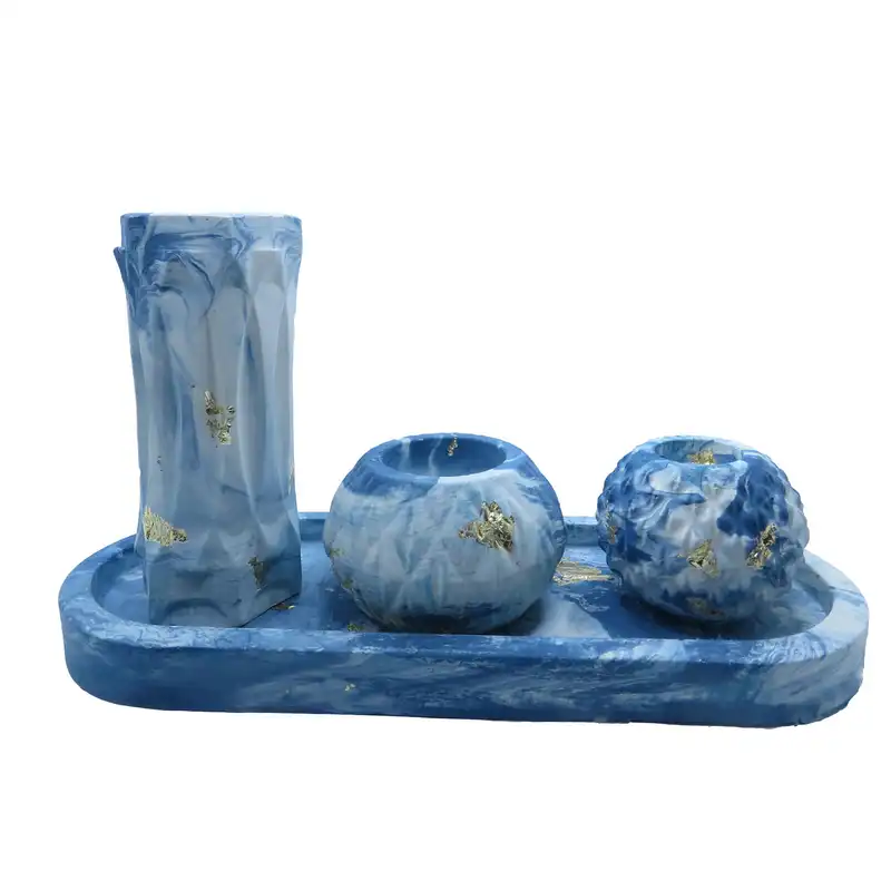 ست 4 تکه جاشمعی و گلدان کد 275