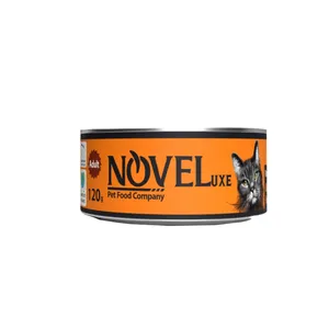 کنسرو غذای گربه بالغ نوول لوکس مدل گوشت تازه طعم مرغ و کدوحلوایی وزن 120 گرم