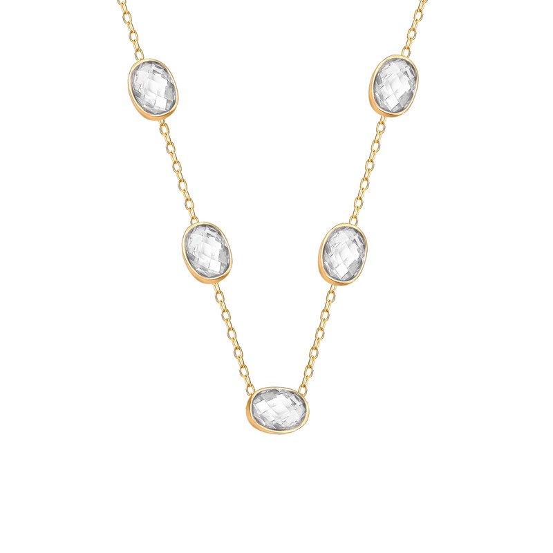 گردنبند طلا 18 عیار زنانه با زنجیر مینیمال ماوی گالری مدل مارکو بیضی 5 صدف