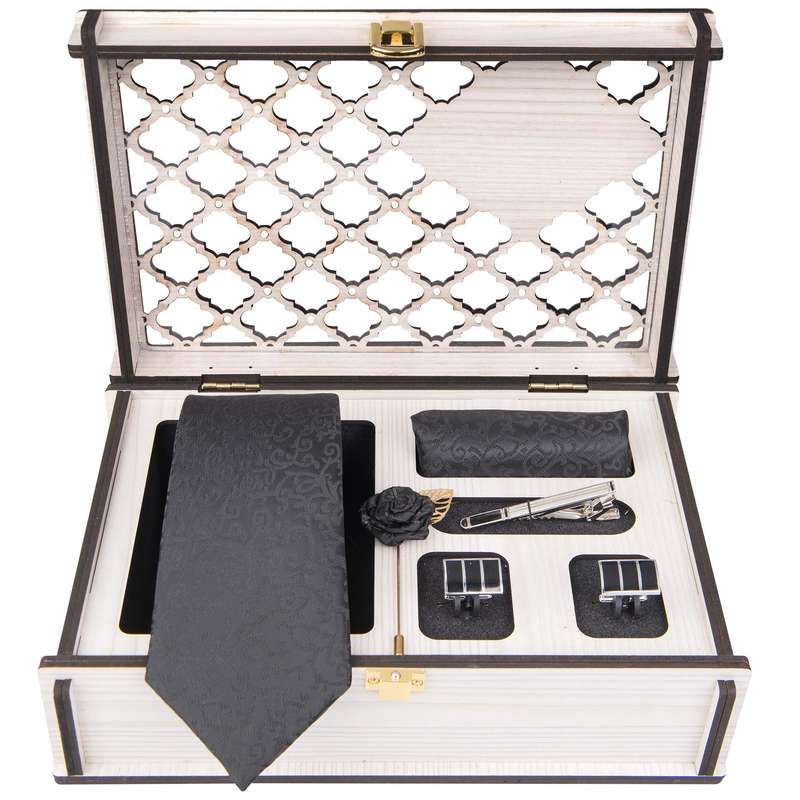 ست کراوات و دستمال جیب و دکمه سردست و گل کت و گیره کراوات مردانه جیان فرانکو روسی مدل GF-F955RE-BOX