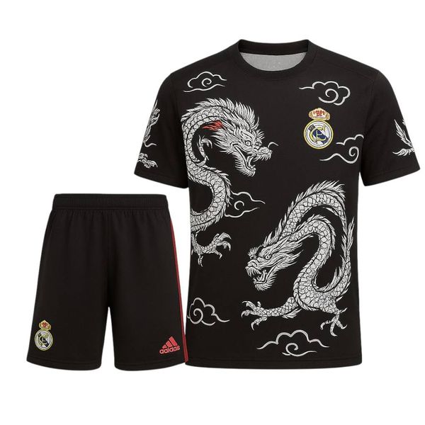 ست تی‌شرت آستین کوتاه و شلوارک ورزشی مردانه مدل دراگون 2025 رئال مادرید