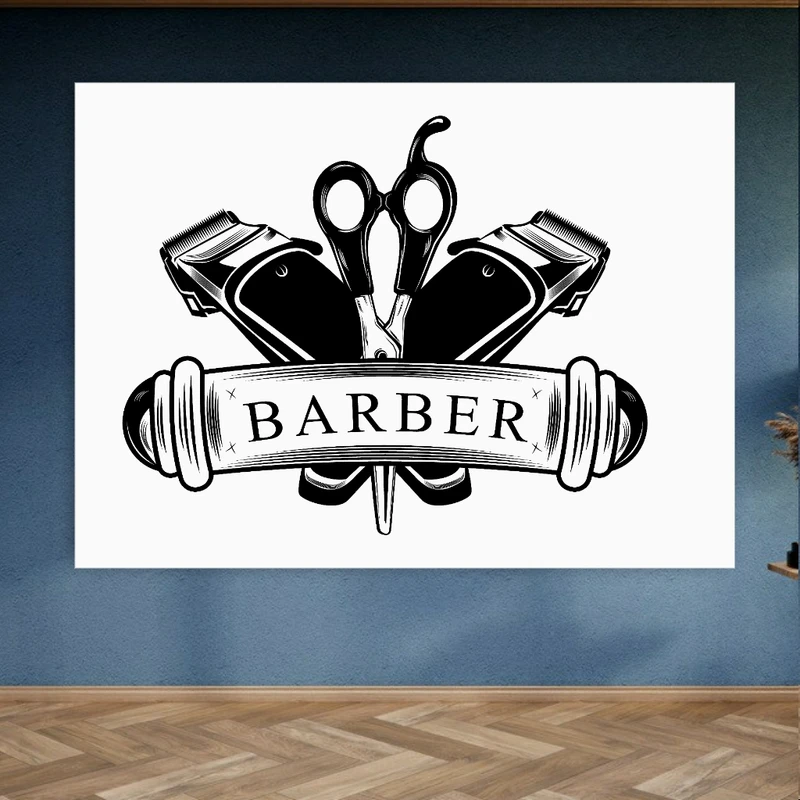 تابلو بوم طرح مخمل آرایشگاه مردانه مدل barber کد BK23648