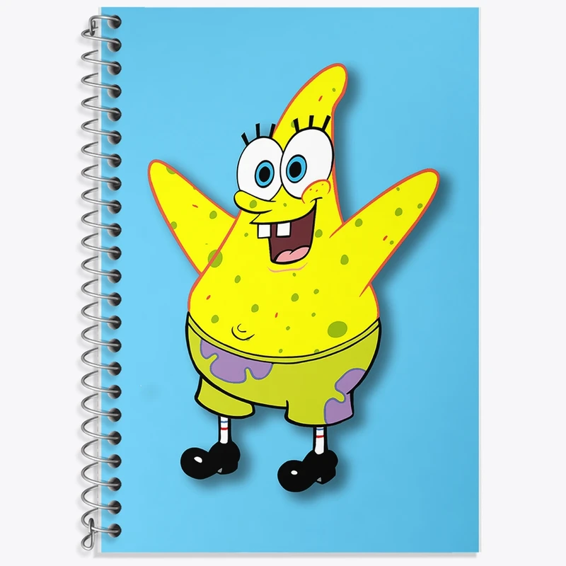 دفتر زبان 50 برگ خندالو مدل سه خط طرح باب اسفنجی و پاتریک کد F925