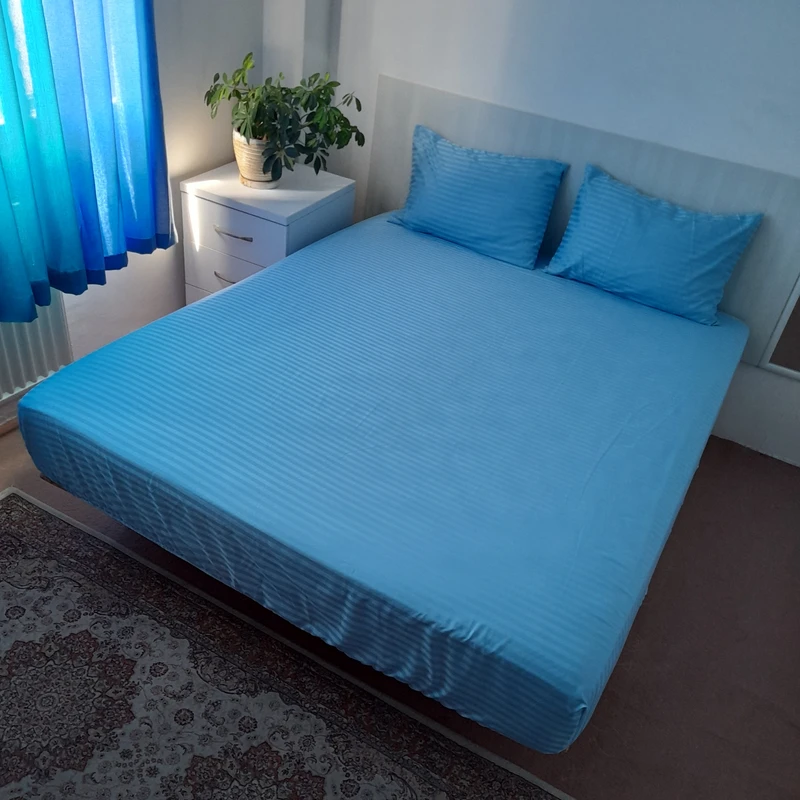 سرویس ملحفه مدل کشدار ni06034 طرح هتلی کد 180 دو نفره سه تکه