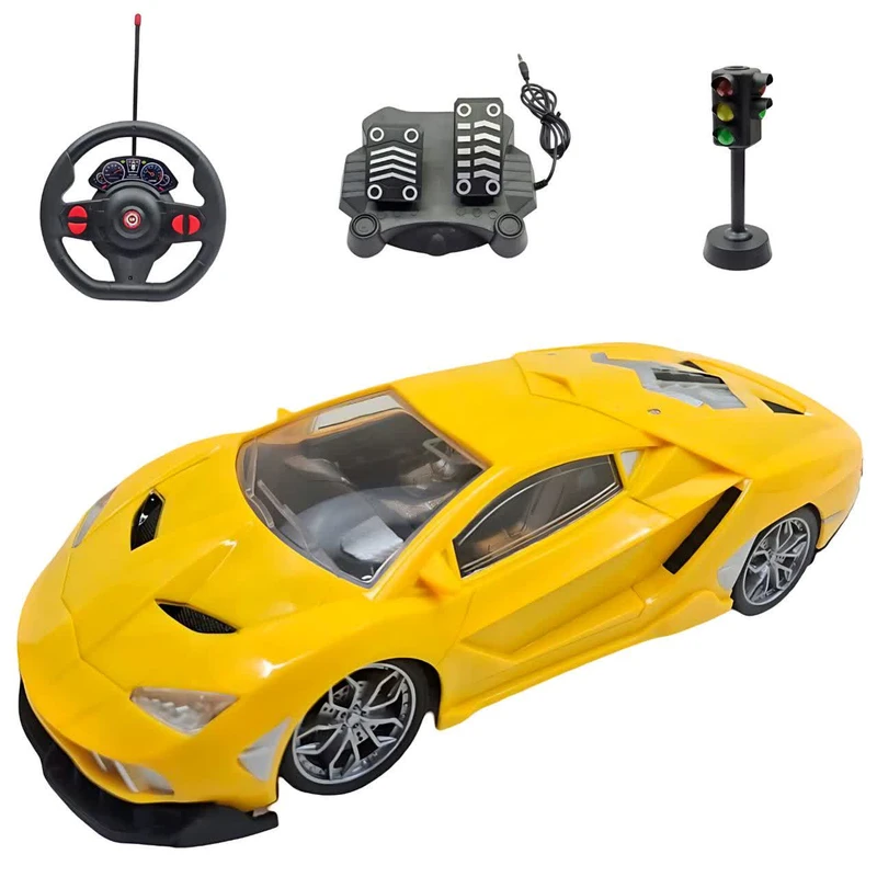 ماشین بازی کنترلی ناب سل مدل لامبورگینی ویننو شارژی پدال دار فرمانی چراغ دار همراه با چراغ راهنمایی Rechargeable lamborghini vennno with pedals, illuminated steering wheel and traffic lights