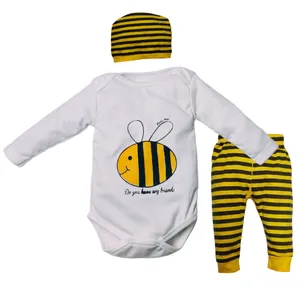 ست 3 تکه لباس نوزادی مدل زنبور کد M10