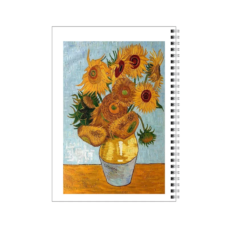 دفتر مشق 80 برگ بامبیلیپ طرح تابلو گلدان آفتاب گردان ونگوگ کد 2111396