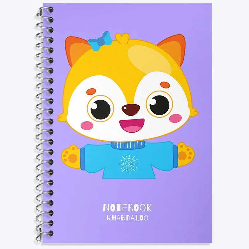 دفتر زبان 50 برگ خندالو مدل دو خط طرح راکون کیوت کد N1509