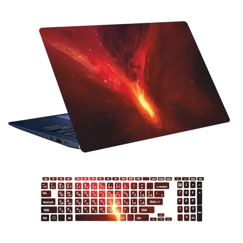 استیکر لپ تاپ توییجین و موییجین طرح Space کد 127 مناسب برای لپ تاپ 15.6 اینچ به همراه برچسب حروف فارسی کیبورد 