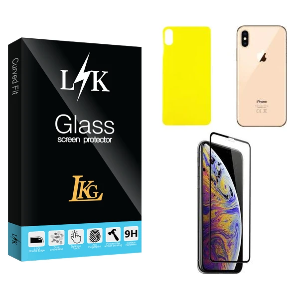 محافظ صفحه نمایش شیشه ای ال کا جی مدل LK  مناسب برای گوشی موبایل اپل iPhone Xs max  به همراه محافظ پشت گوشی