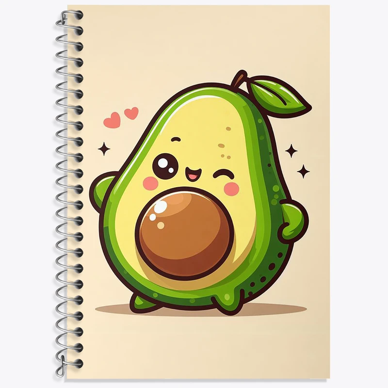 دفتر زبان 50 برگ خندالو مدل دو خط طرح آووکادو بامزه کد N1904