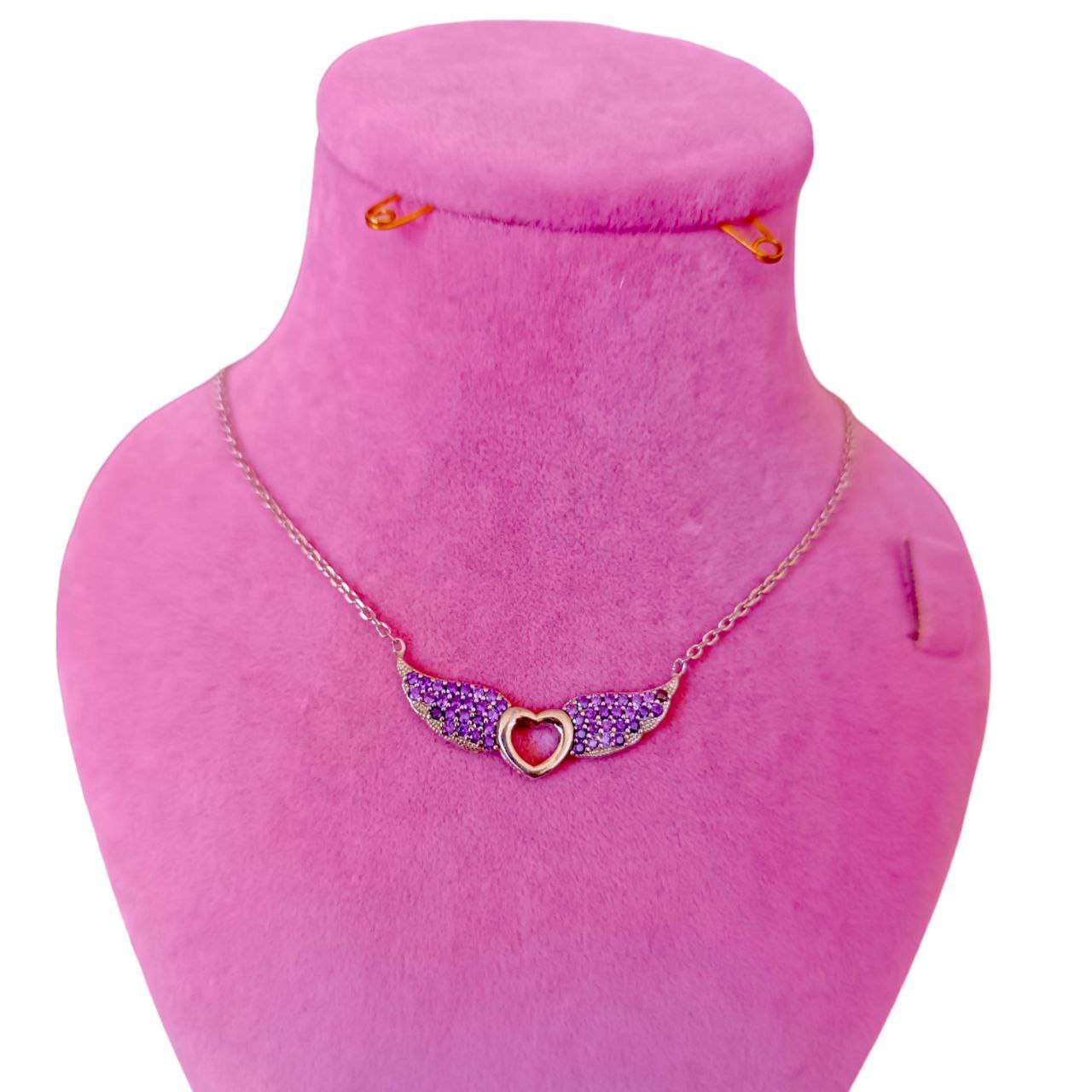 گردنبند نقره زنانه مدل قلب نگین دار