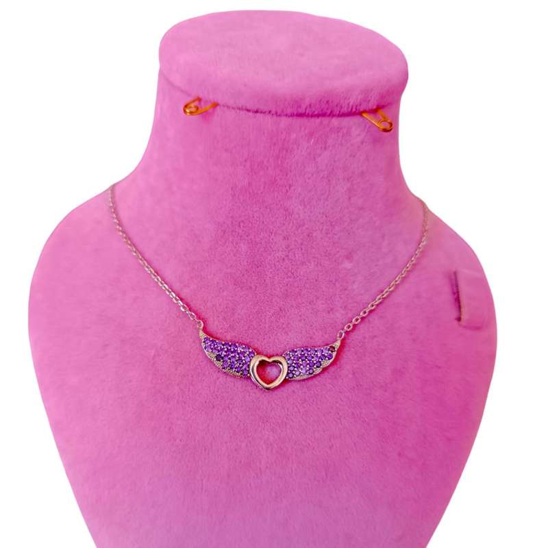 گردنبند نقره زنانه مدل قلب نگین دار
