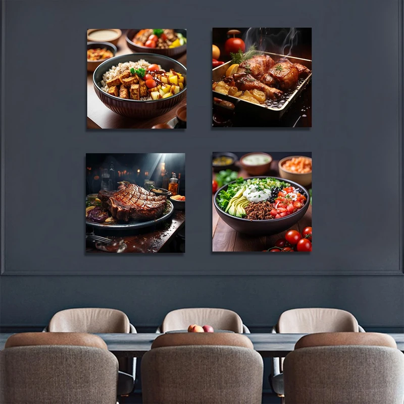 تابلو شاسی بکلیت طرح رستوران و فست فود مدل SH-1137  مجموعه 4 عددی