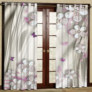 پرده مدل گل دار مخمل پانچی کد 1328 سایز 140x280 سانتی متر