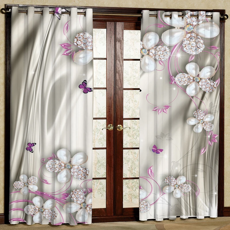 پرده مدل گل دار مخمل پانچی کد 1328 سایز 140x280 سانتی متر