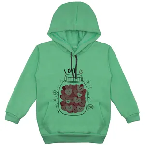 هودی دخترانه مدل بطری قلب F115 رنگ سبز