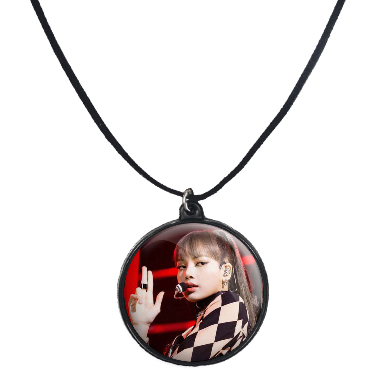 گردنبند پرمانه طرح بلک پینک کد pmb.798 مدل دو طرفه