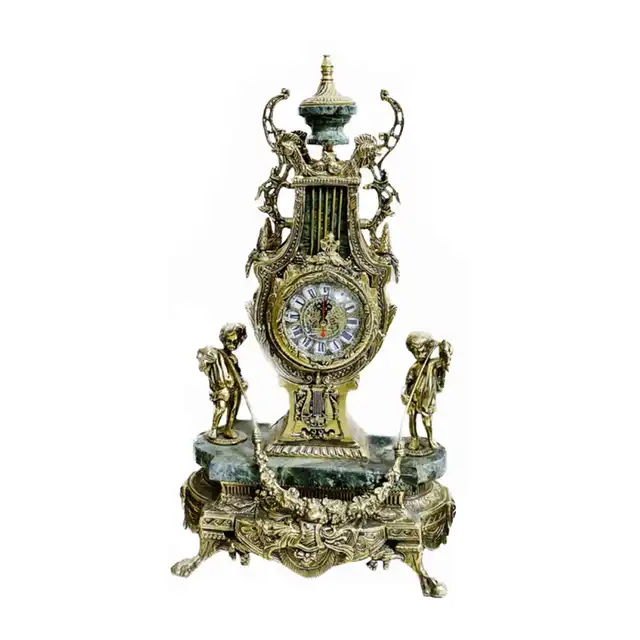 ست 3 تکه ساعت و جاشمعی برنجی مدل فرشته کد 2502