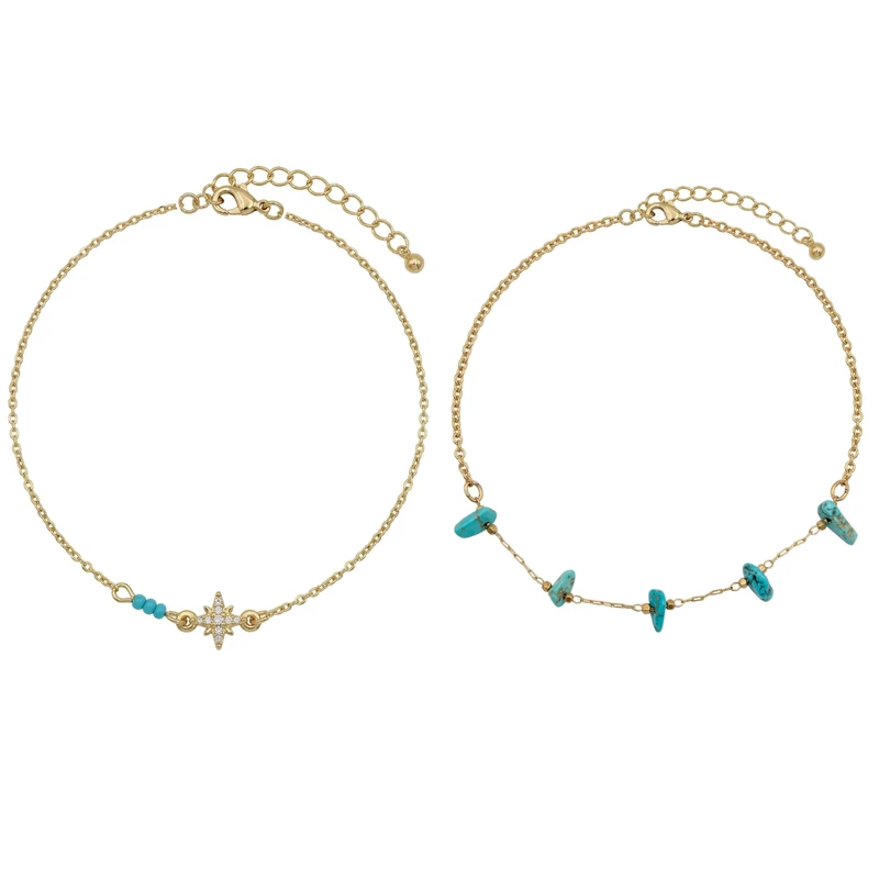 پابند زنانه اکسسورایز مدل فیروزه  مجموعه دو عددی