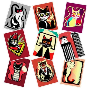    استیکر لپ تاپ ماسا دیزاین طرح cat کد SAM110 مجموعه 9 عددی