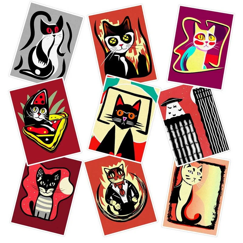    استیکر لپ تاپ ماسا دیزاین طرح cat کد SAM110 مجموعه 9 عددی