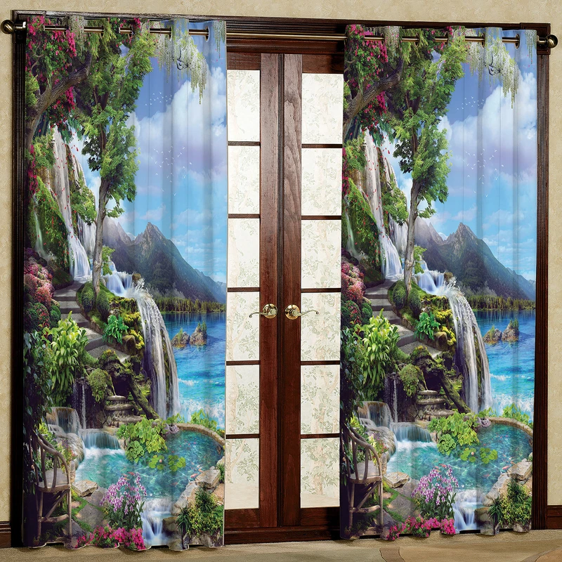  پرده بارمان دکور طرح منظره مدل مخمل پانچی کد 2280 W سایز 140x200 سانتی متر