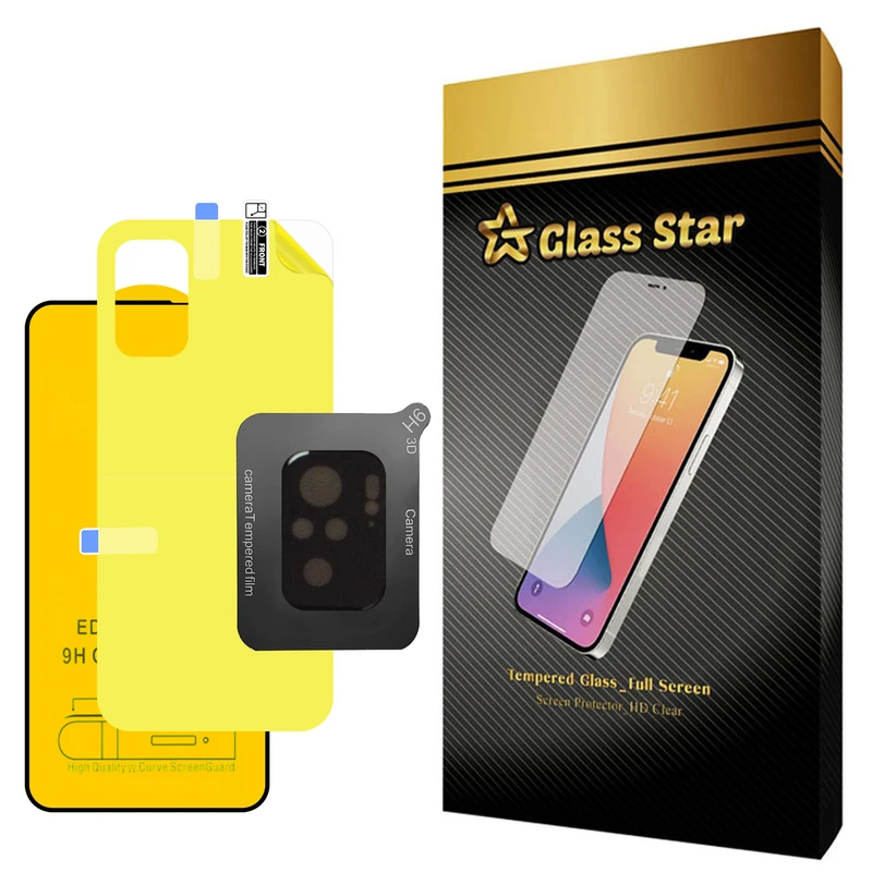 محافظ صفحه نمایش گلس استار مدل 3FNF مناسب برای گوشی موبایل شیائومی Redmi Note 10 4G به همراه محافظ پشت گوشی و محافظ لنز دوربین