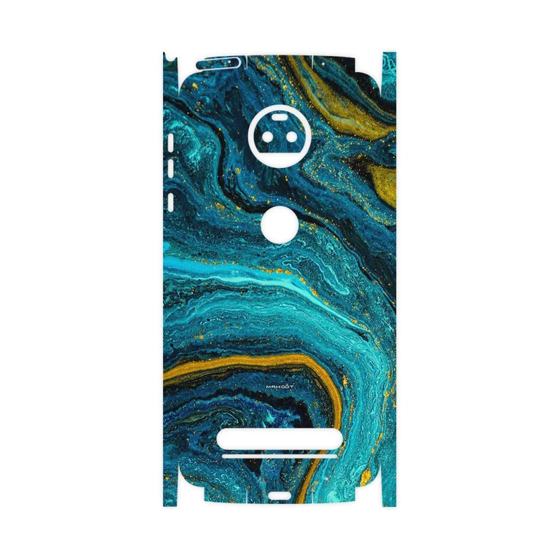 برچسب پوششی ماهوت مدل Turquoise marblewith golden streaks-FullSkin مناسب برای گوشی موبایل موتورولا Moto Z2 Force