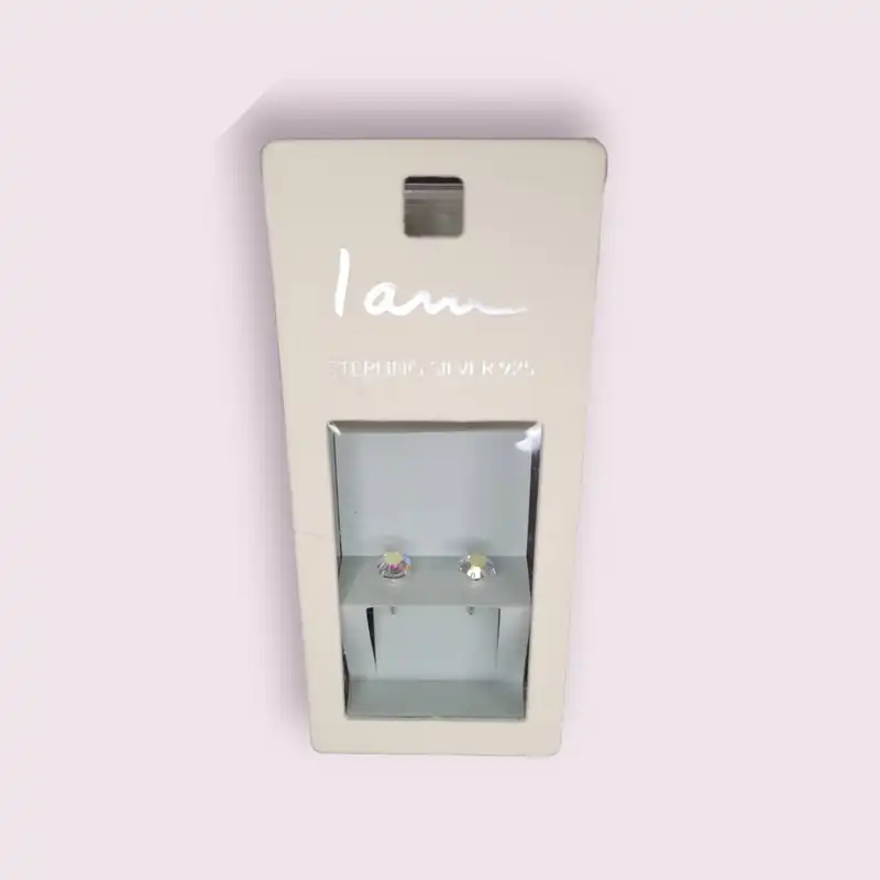 گوشواره نقره زنانه آی ام مدل تک نگین 453