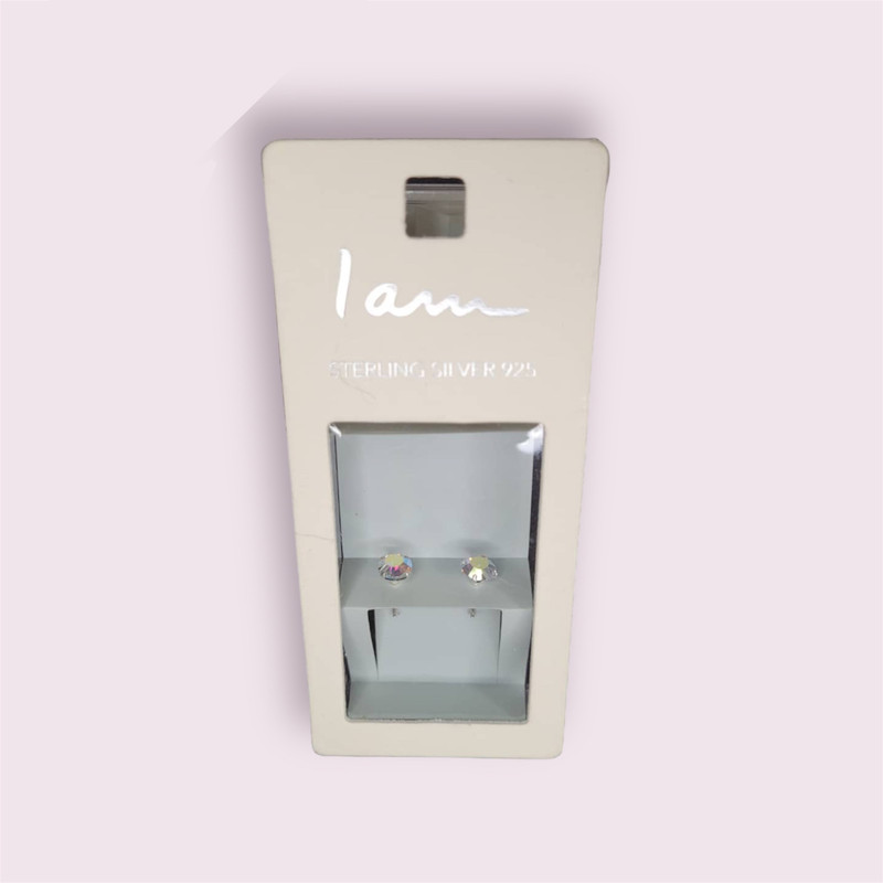 گوشواره نقره زنانه آی ام مدل تک نگین 453