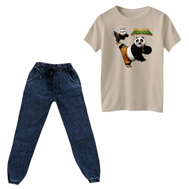 ست تی‌شرت و شلوار پسرانه مدل پاندا کنگفوکار کد ۱