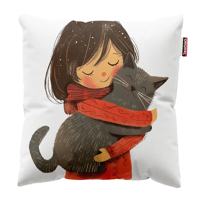 کوسن پاد آفرین مدل گربه کیوت بامزه فانتزی کد PK401659 سایز 40*40 سانتی متر