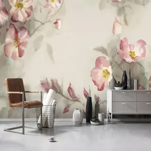 پوستر دیواری سه بعدی مدل نقاشی گل صورتی DVRF1283